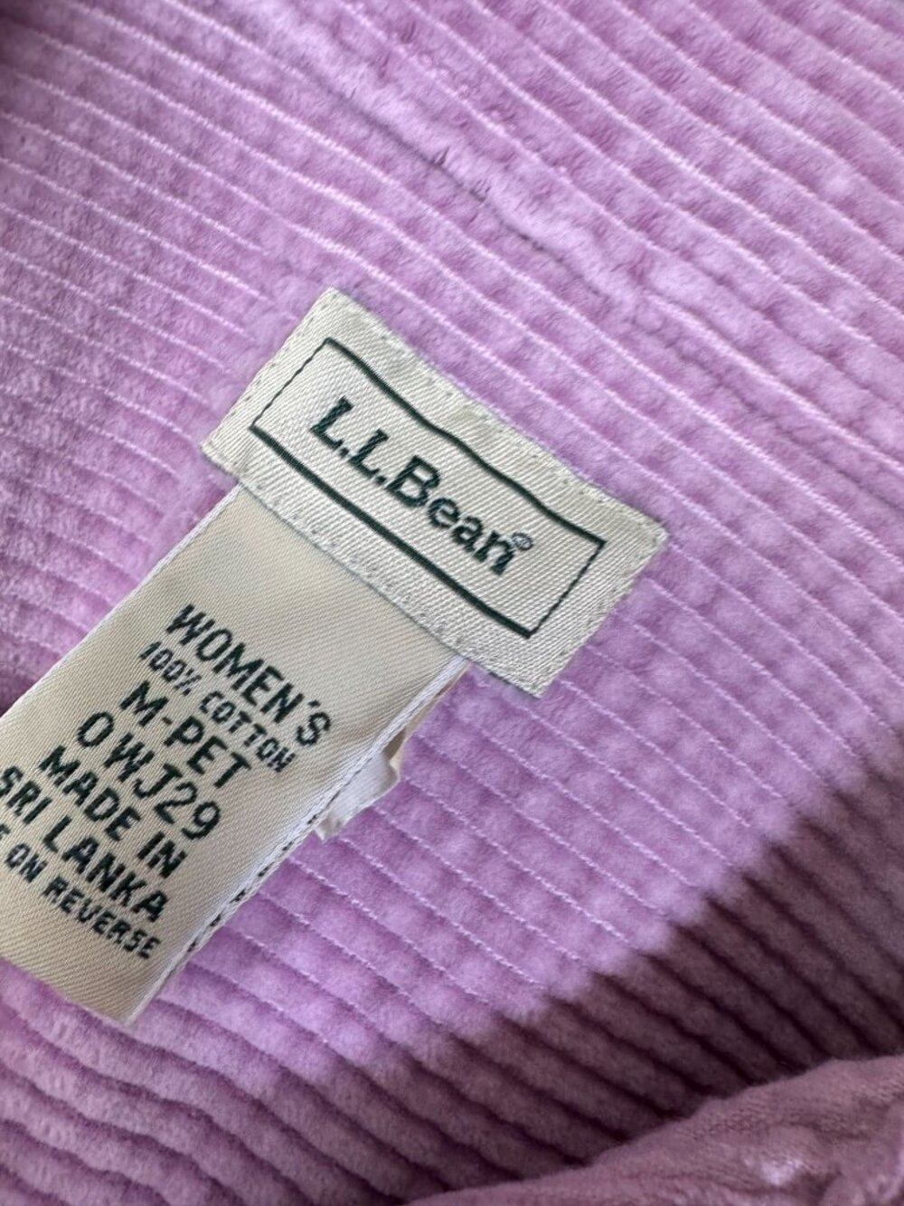 L.L. Bean Purple Pink Comfort Corduroy Button Up Shirt Medium Petite 100% Cotton - Picture 14 of 14